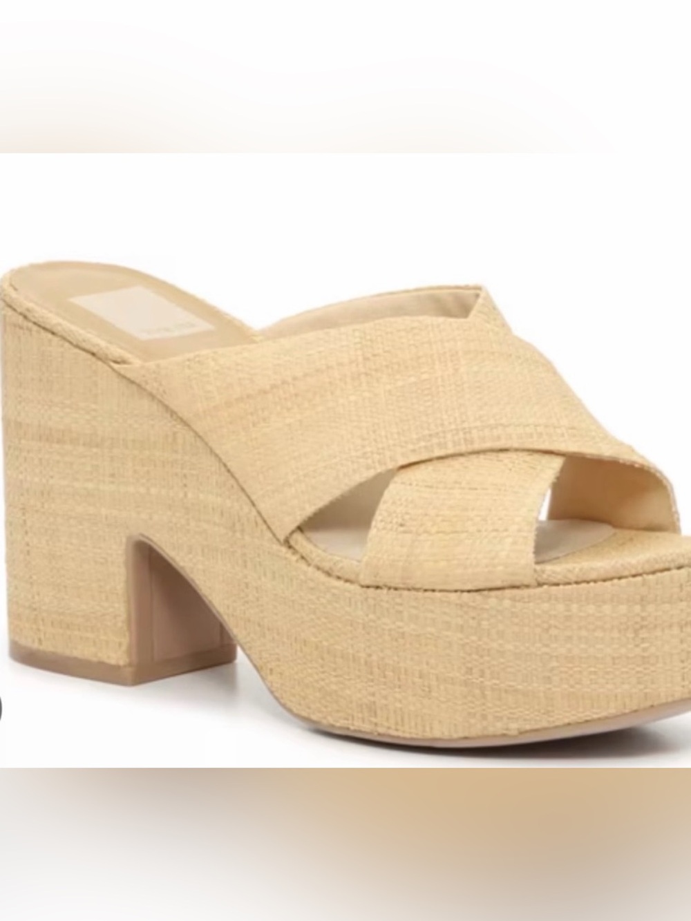 Dolce Vita Beige Woven Platform Slide Sandals